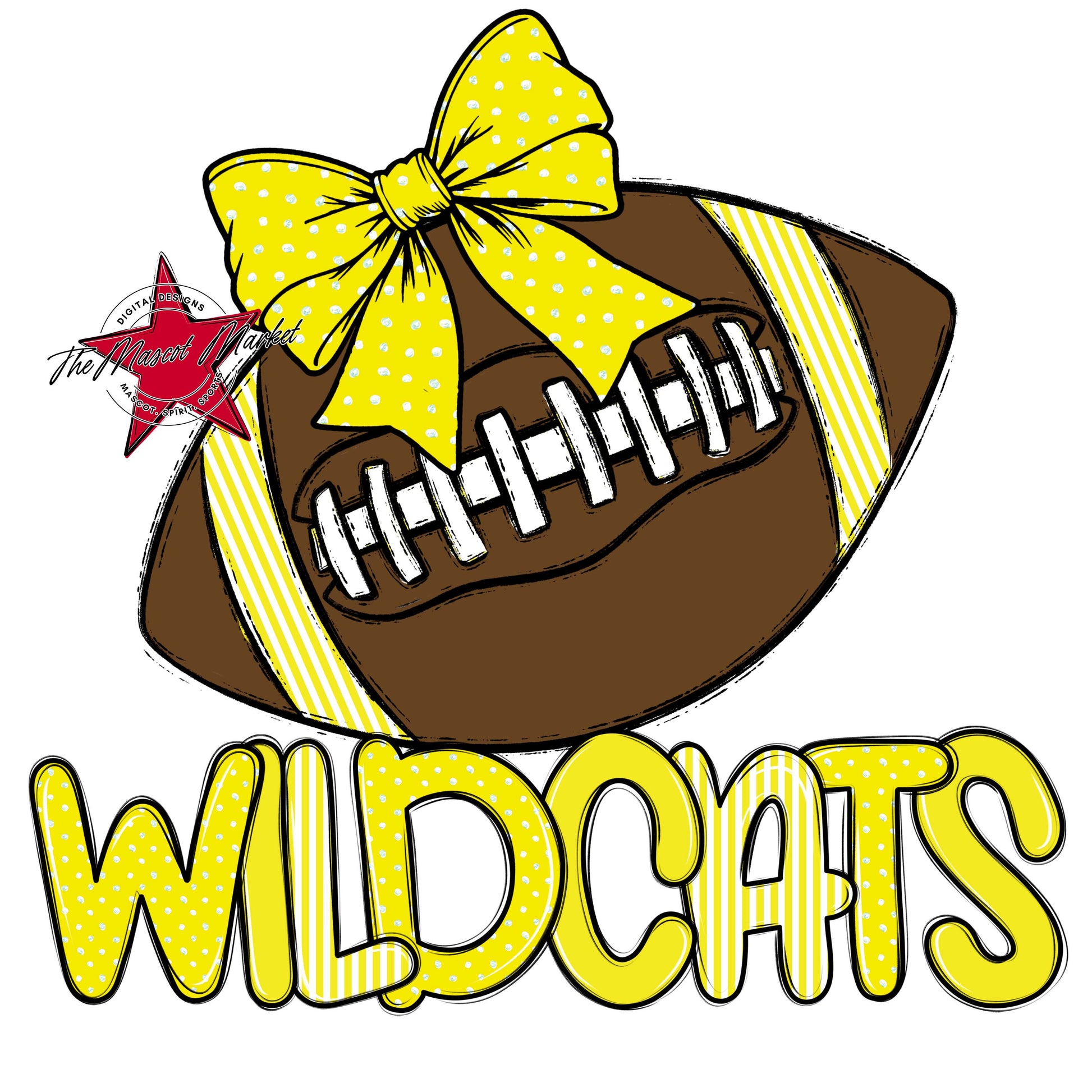 Wildcats Football Spirit Design-Bright Yellow