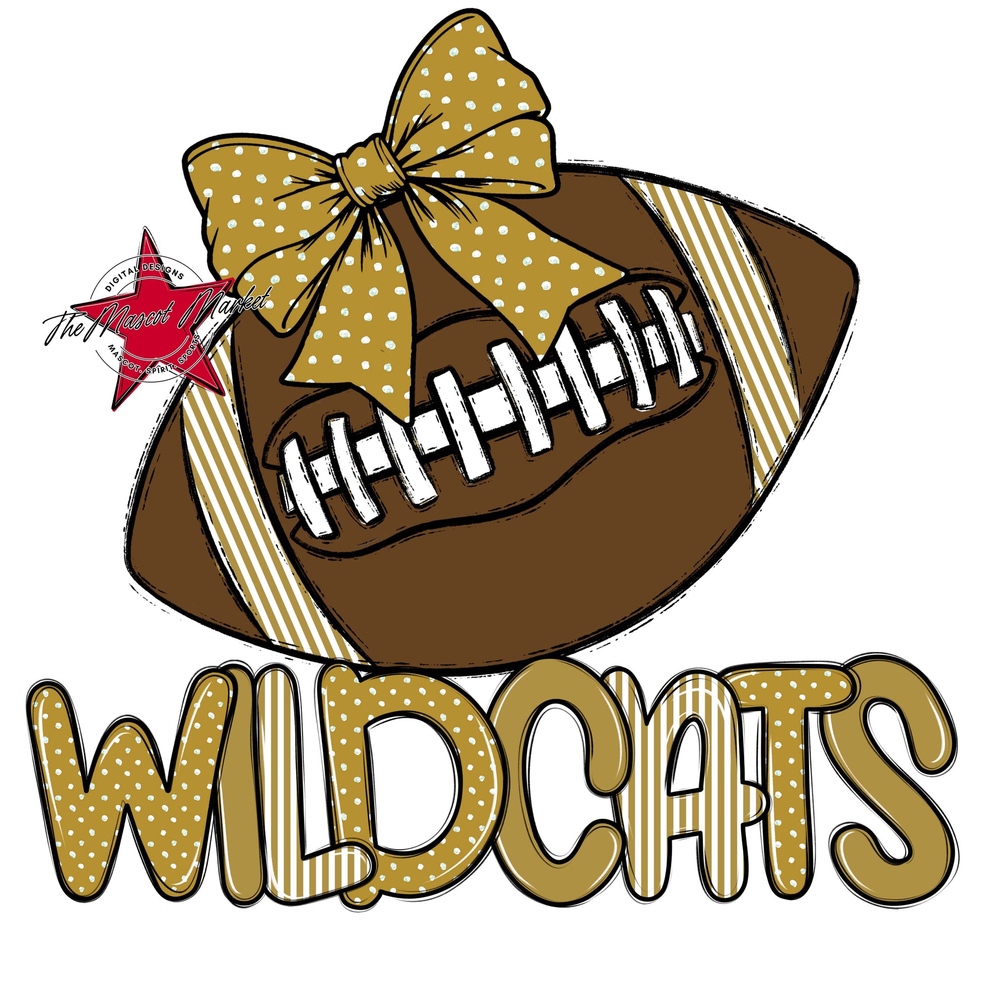 Wildcats Football Spirit Design-Gold