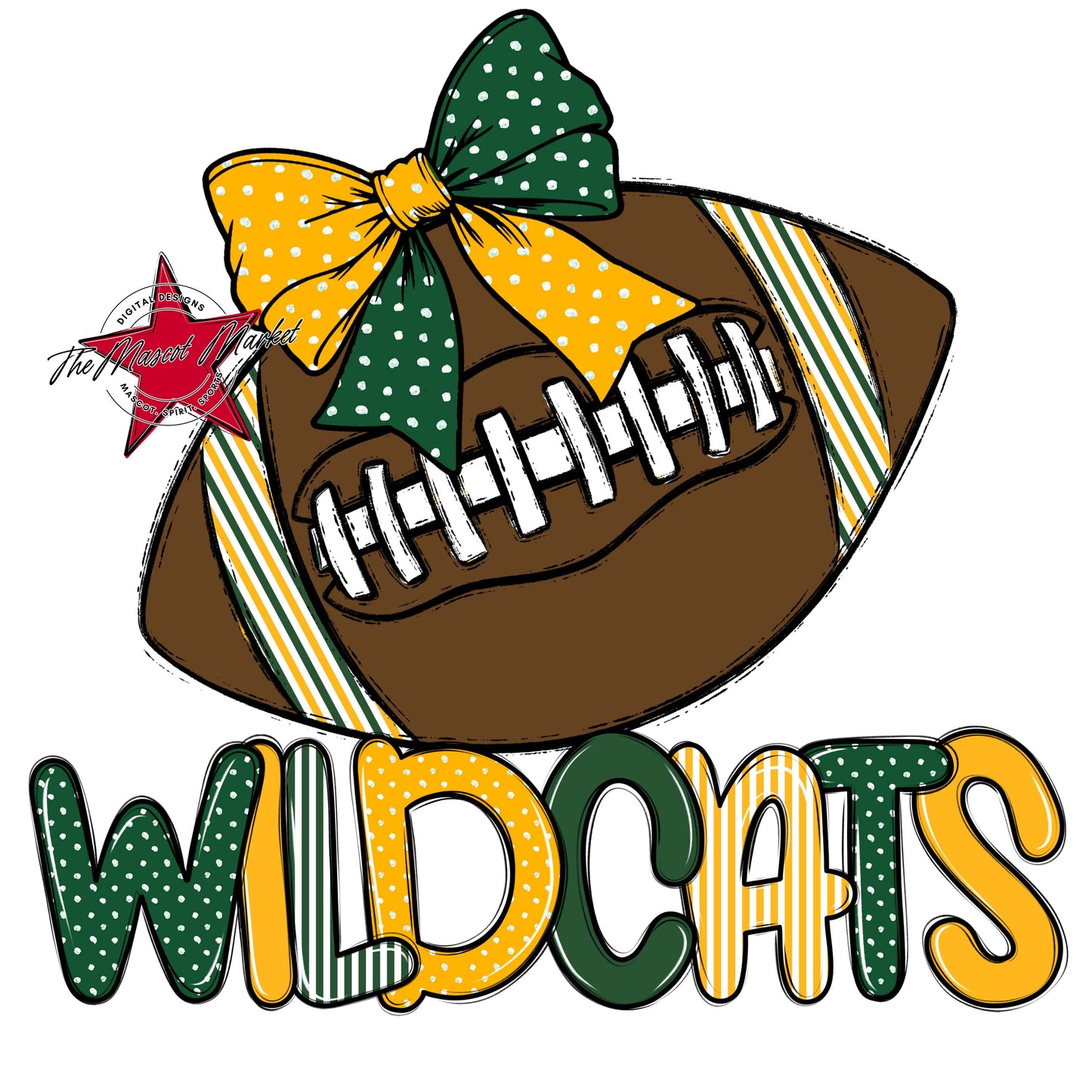 Wildcats Football Spirit Design-Green & Yellow