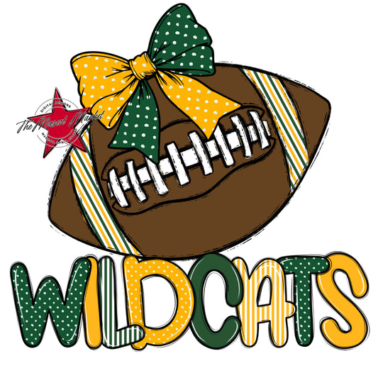 Wildcats Football Spirit Design-Green & Yellow