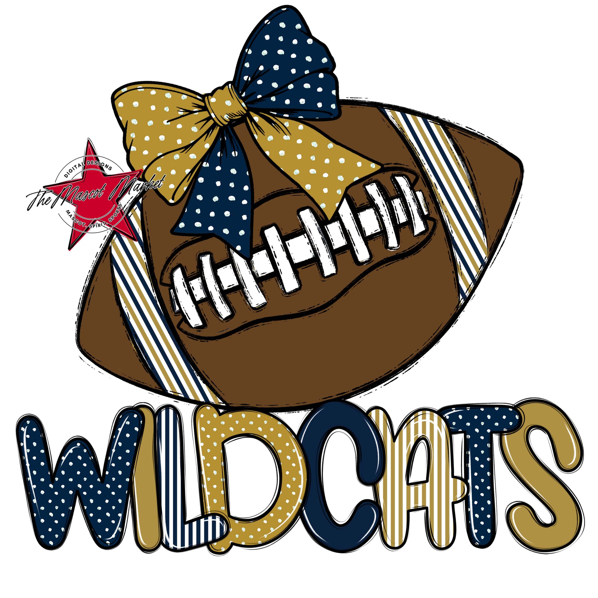 Wildcats Football Spirit Design-Navy & Gold