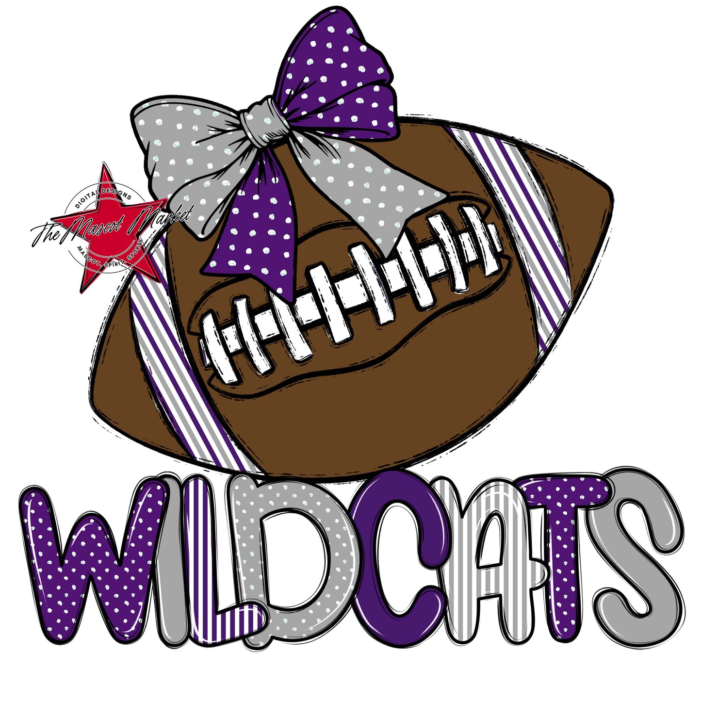 Wildcats Football Spirit Design-Purple & Grey