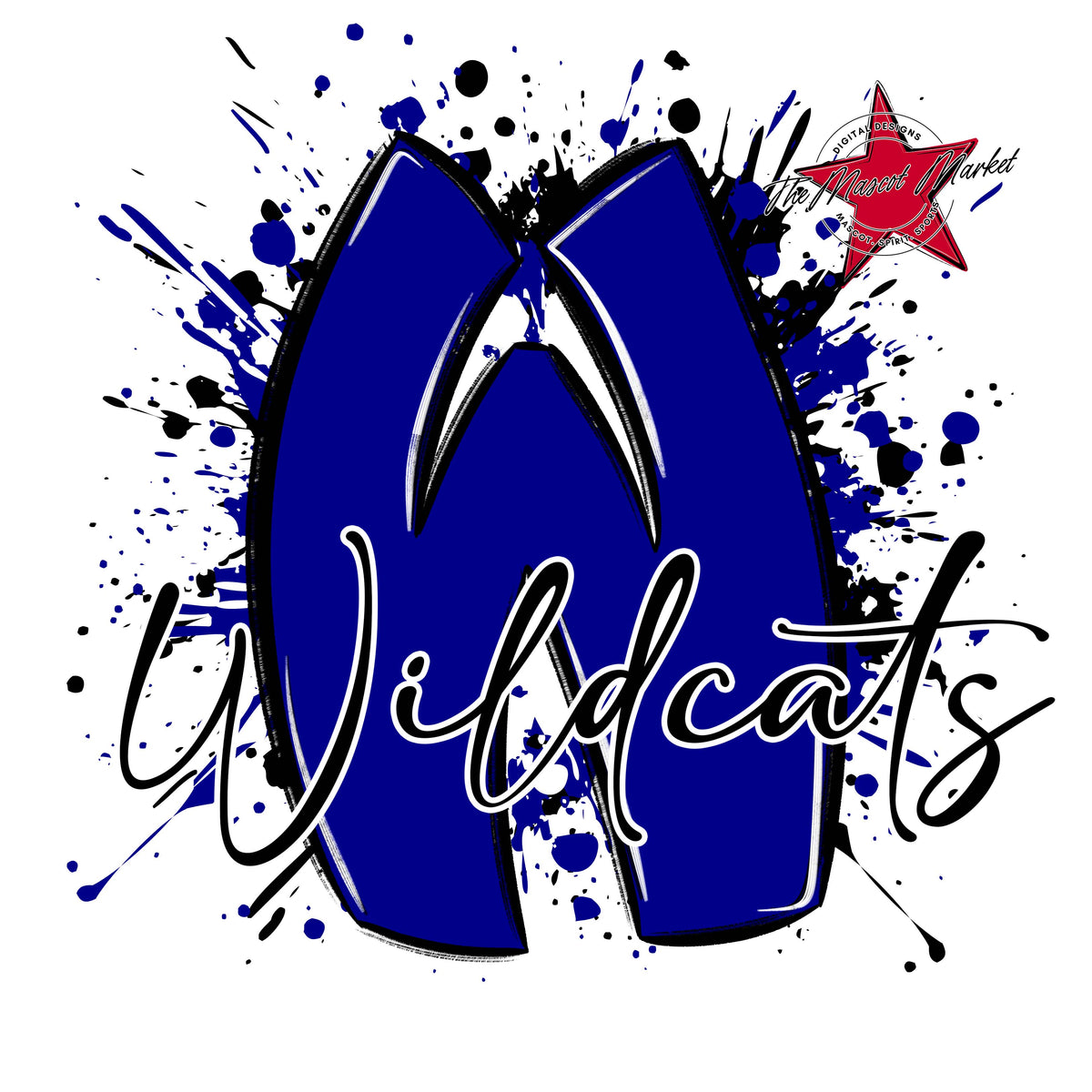 Wildcats Mascot Splatter-Blue