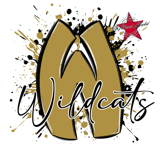 Wildcats Mascot Splatter-Gold