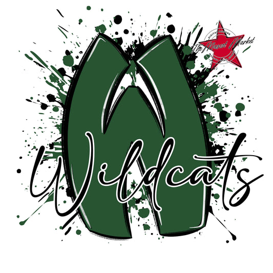 Wildcats Mascot Splatter-Green