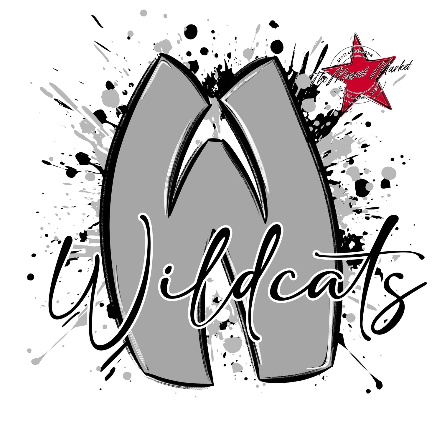 Wildcats Mascot Splatter-Grey