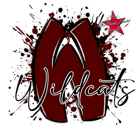 Wildcats Mascot Splatter-Maroon