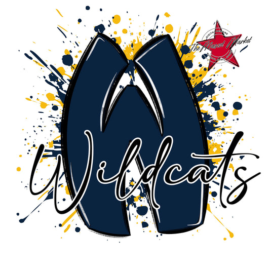 Wildcats Mascot Splatter-Navy & Yellow