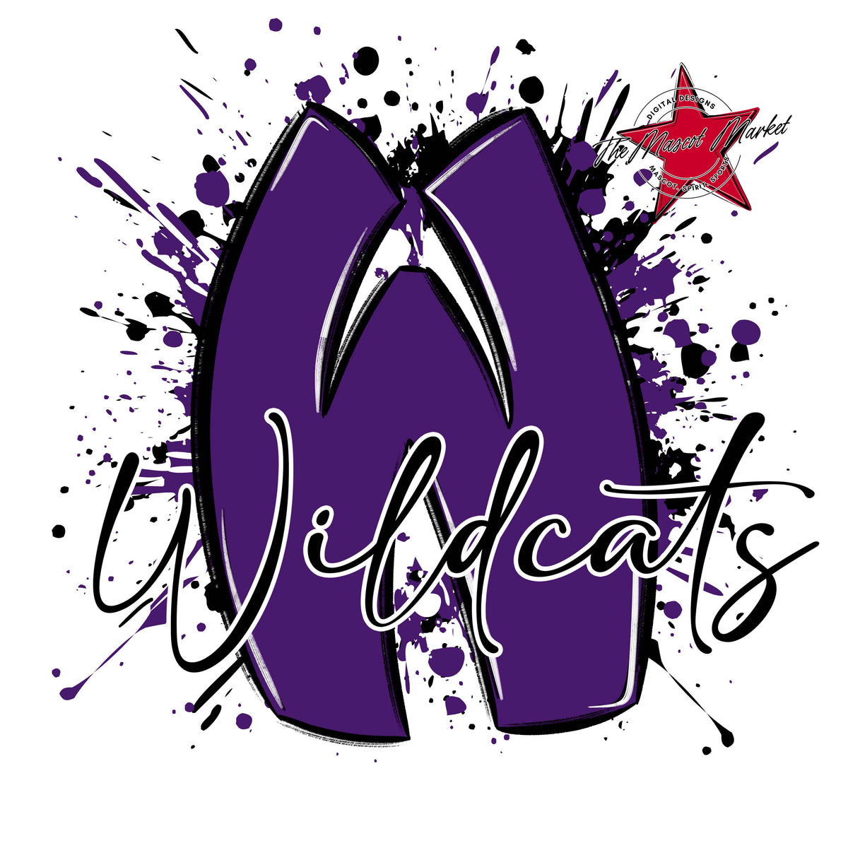 Wildcats Mascot Splatter-Purple