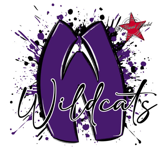 Wildcats Mascot Splatter-Purple
