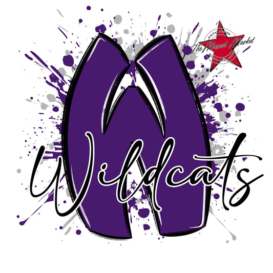 Wildcats Mascot Splatter-Purple & Grey