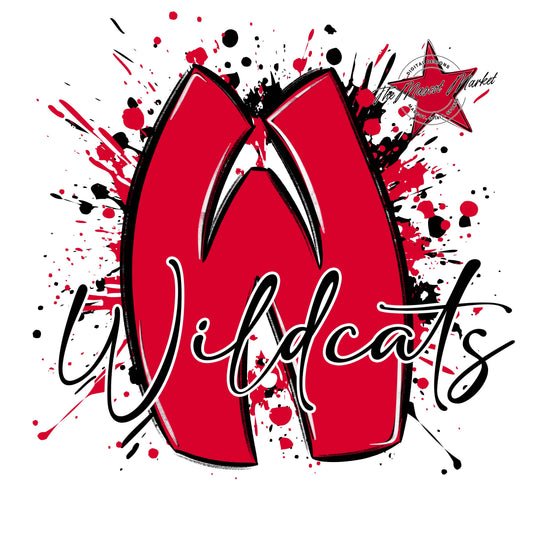 Wildcats Mascot Splatter-Red