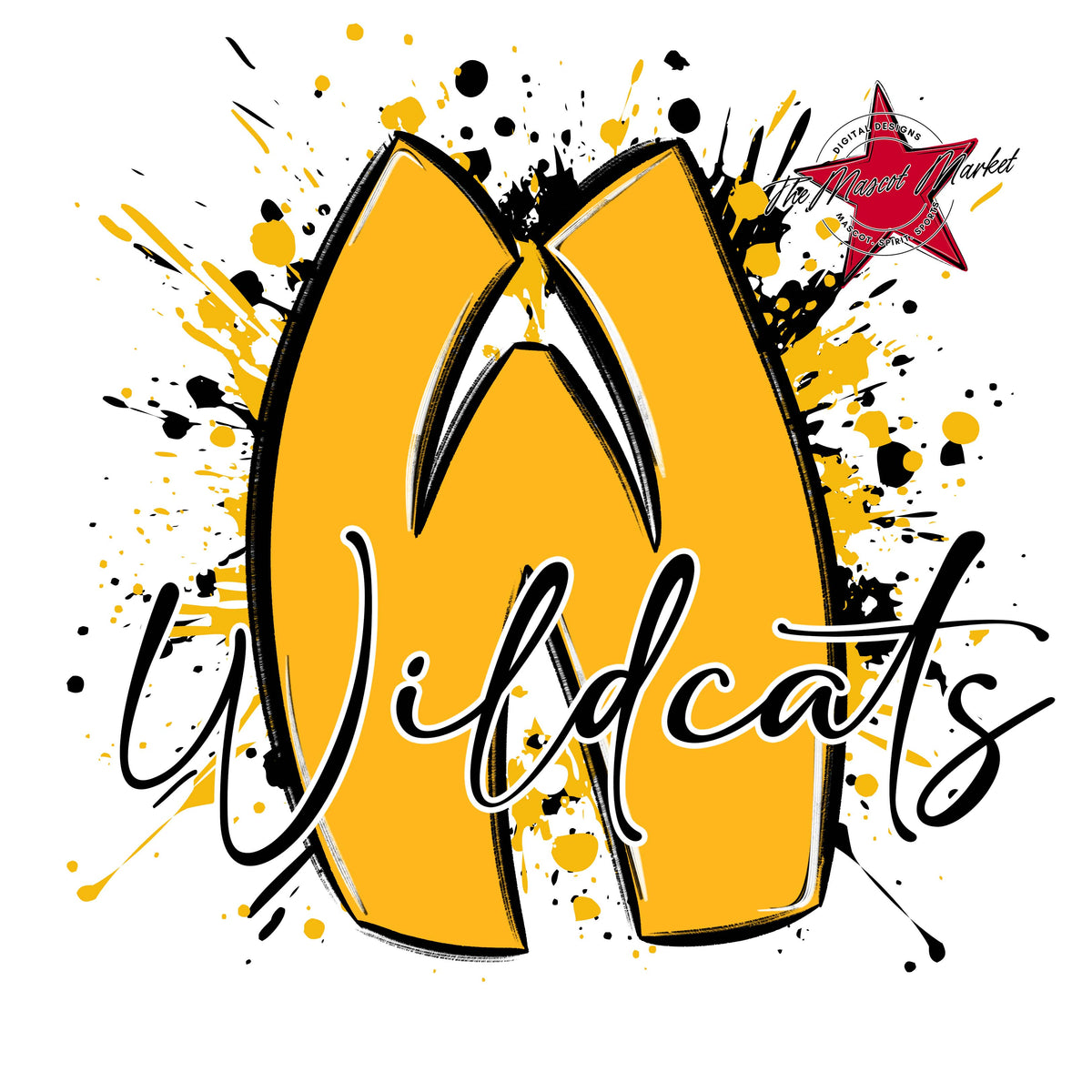 Wildcats Mascot Splatter-Yellow