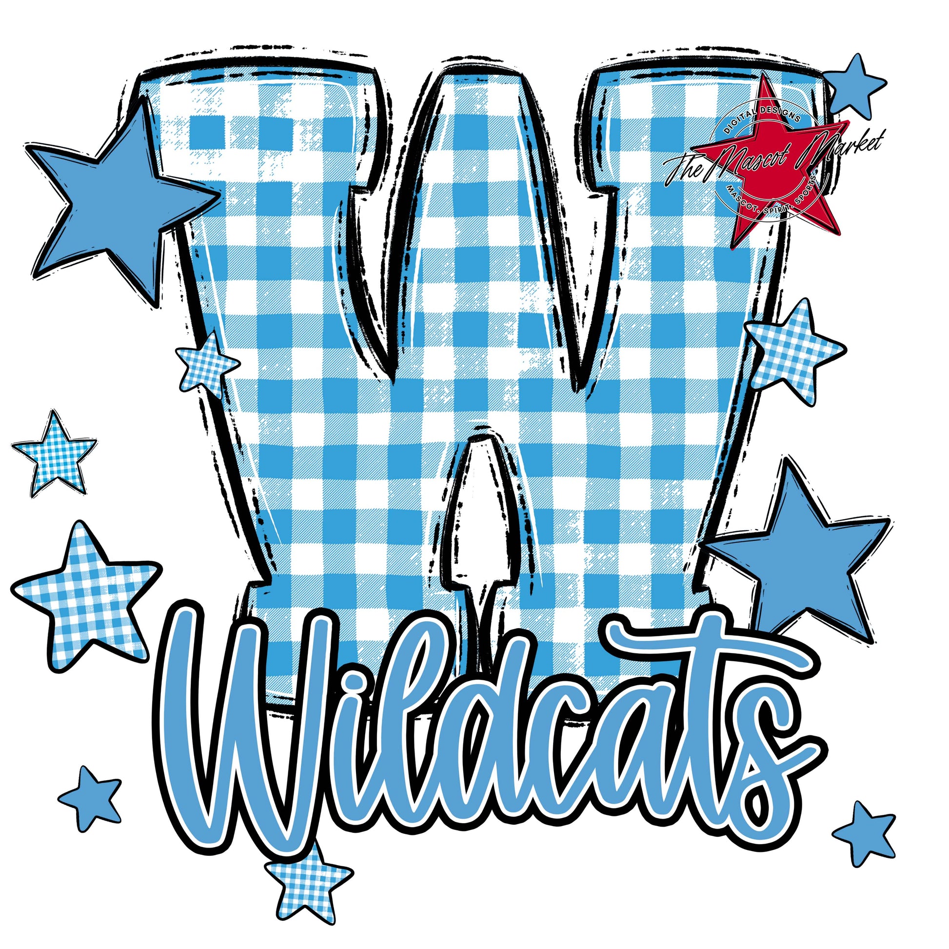 Wildcats Plaid Star Design-Carolina Blue