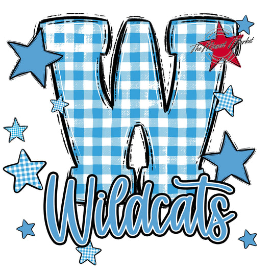 Wildcats Plaid Star Design-Carolina Blue