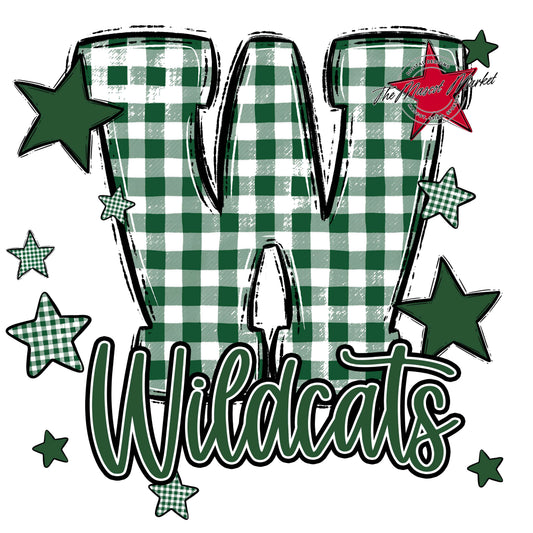 Wildcats Plaid Star Design-Green