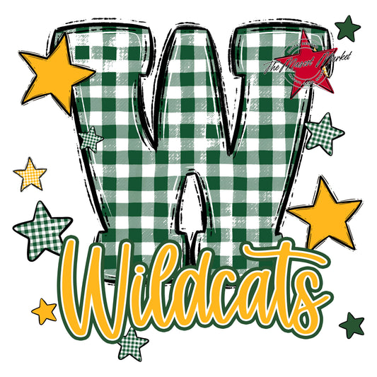 Wildcats Plaid Star Design-Green & Yellow
