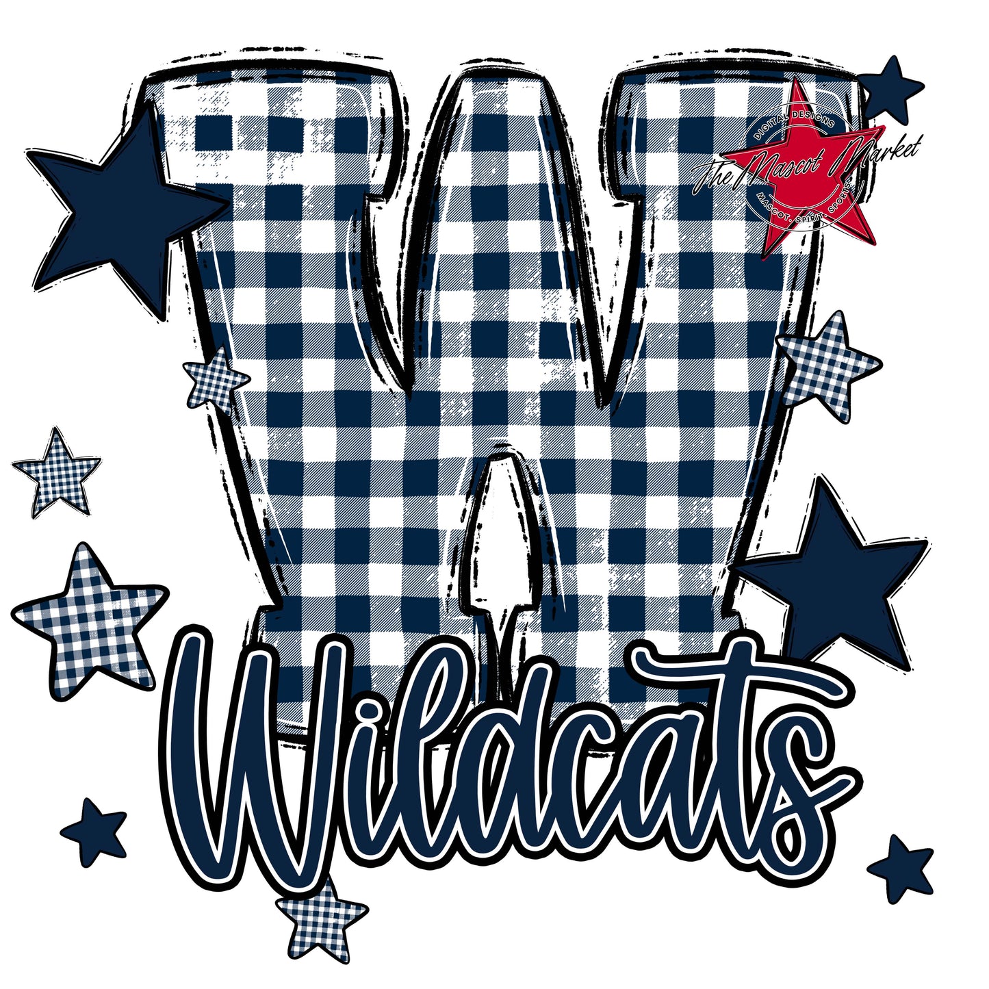 Wildcats Plaid Star Design-Navy