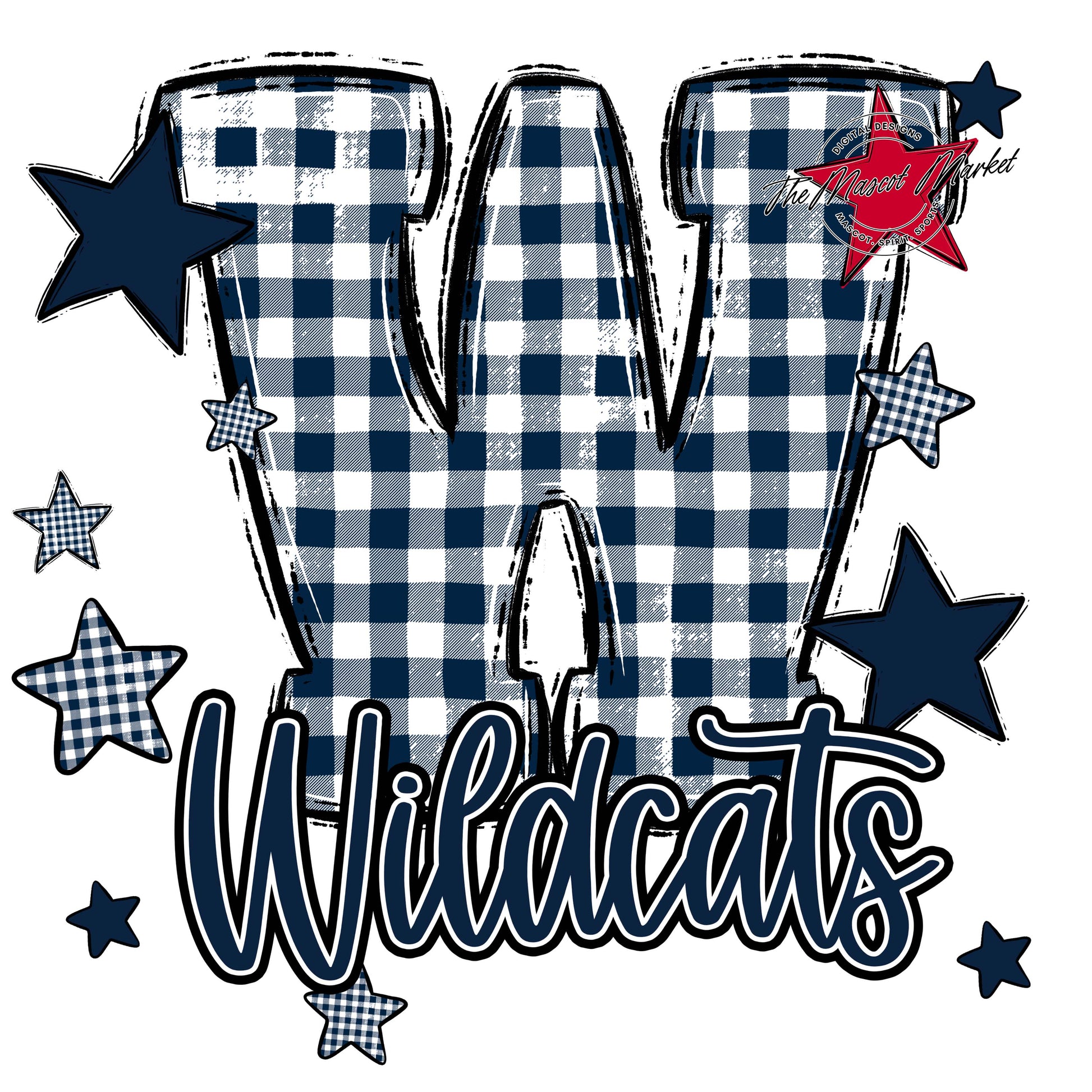 Wildcats Plaid Star Design-Navy