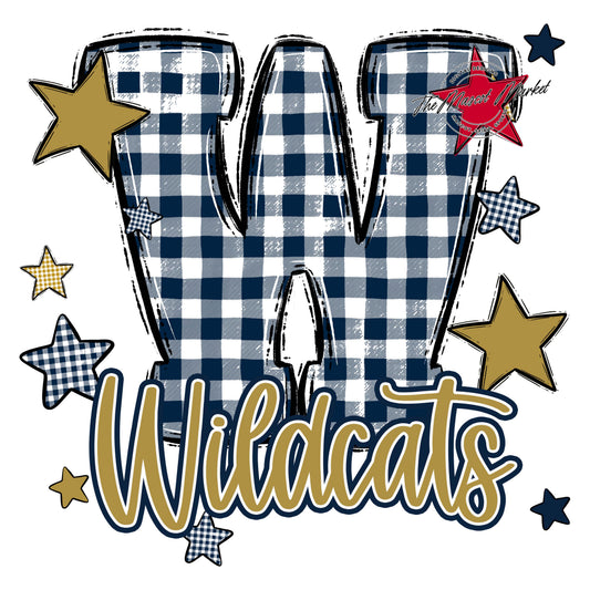Wildcats Plaid Star Design-Navy & Gold