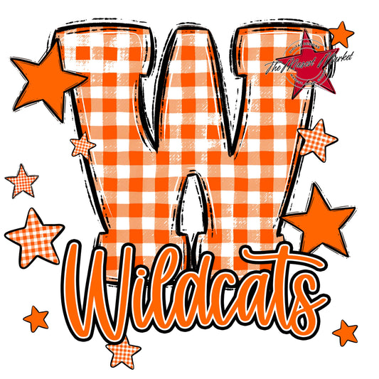 Wildcats Plaid Star Design-Orange