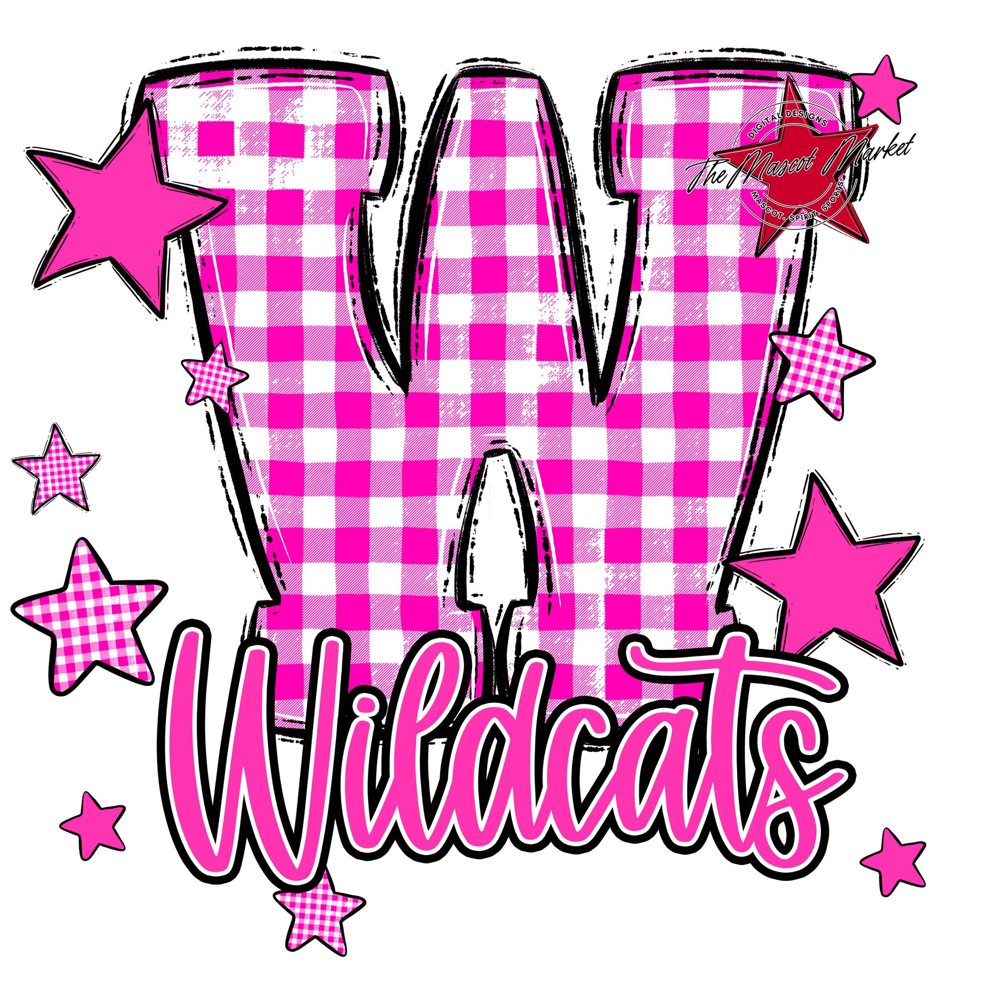 Wildcats Plaid Star Design-Pink