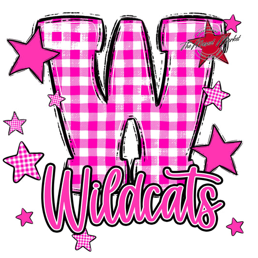 Wildcats Plaid Star Design-Pink