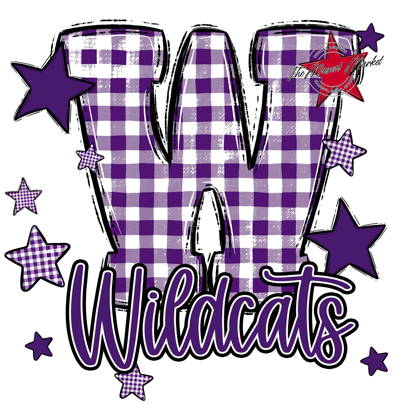 Wildcats Plaid Star Design-Purple