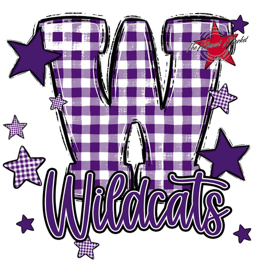 Wildcats Plaid Star Design-Purple