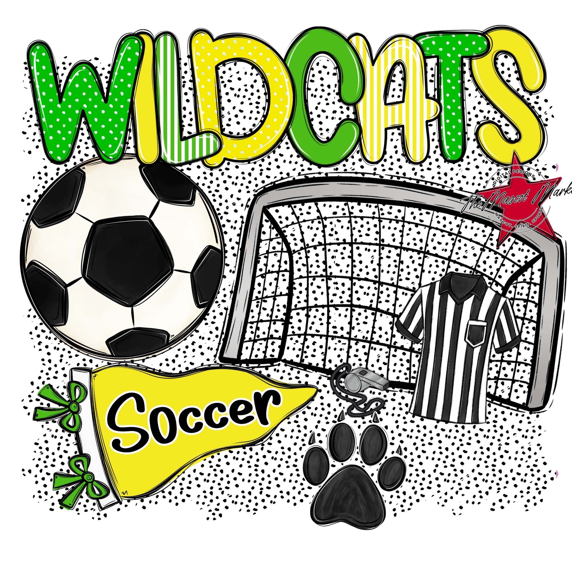 Wildcats Soccer Spirit-Bright Green & Bright Yellow