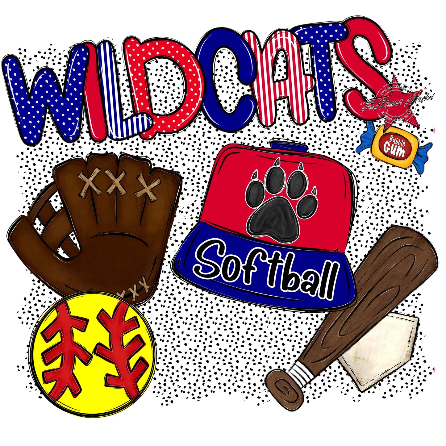 Wildcats Softball Spirit-Blue & Red