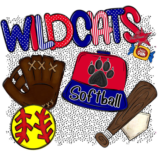 Wildcats Softball Spirit-Blue & Red