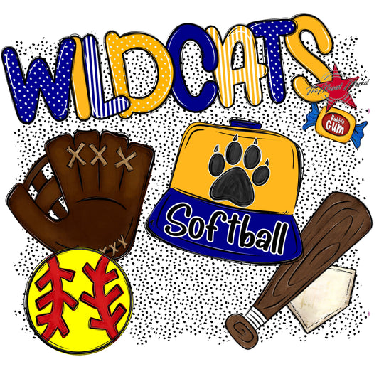 Wildcats Softball Spirit-Blue & Yellow