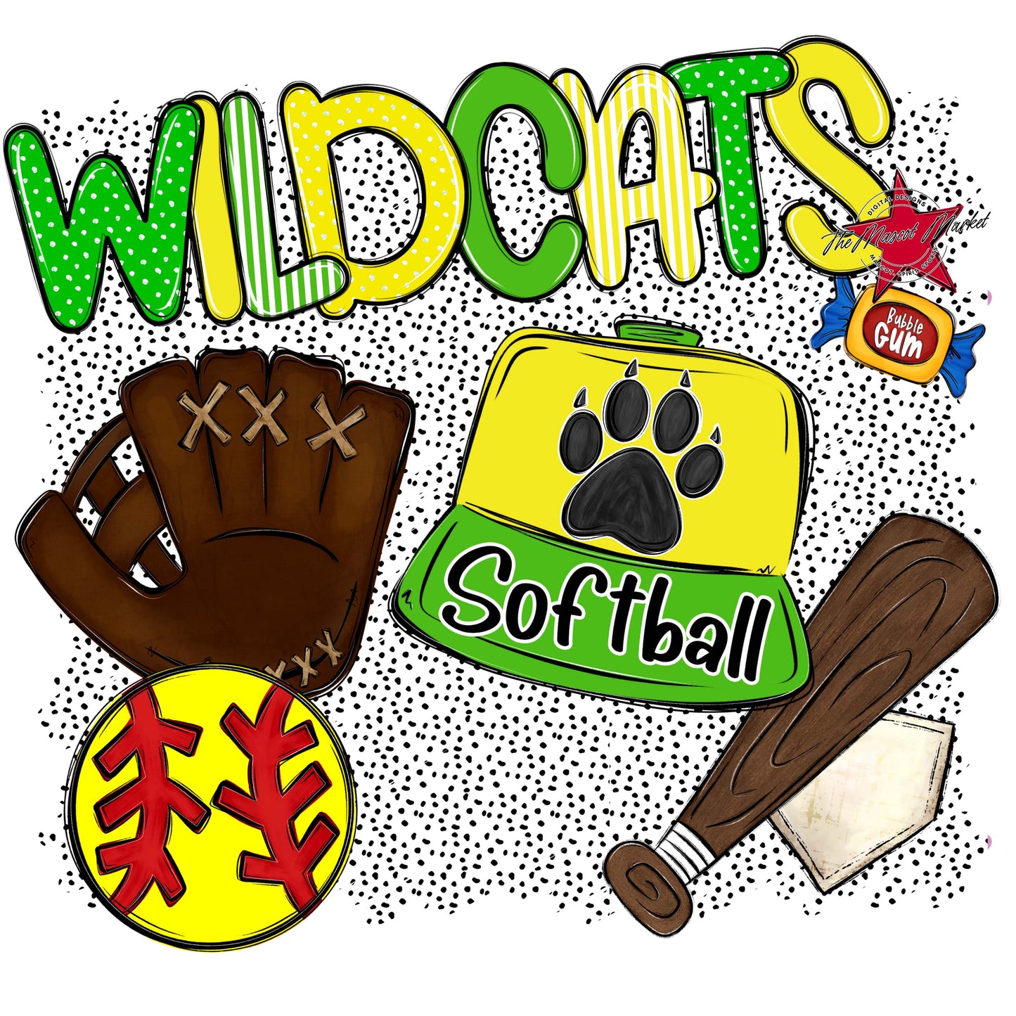 Wildcats Softball Spirit-Bright Green & Bright Yellow