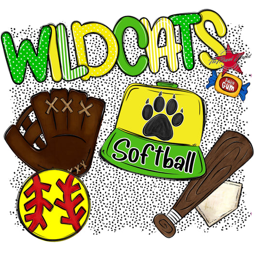 Wildcats Softball Spirit-Bright Green & Bright Yellow
