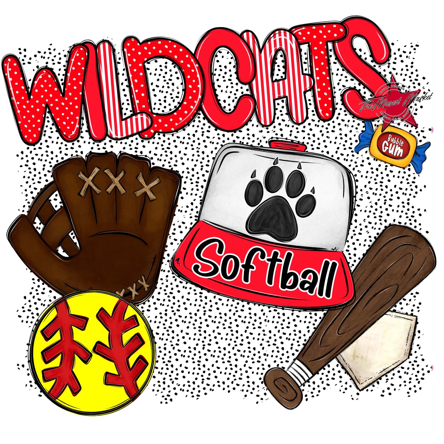 Wildcats Softball Spirit-Bright Red