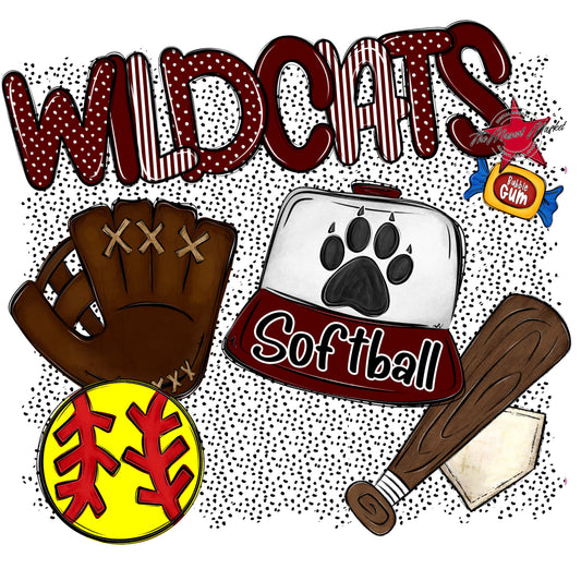 Wildcats Softball Spirit-Maroon