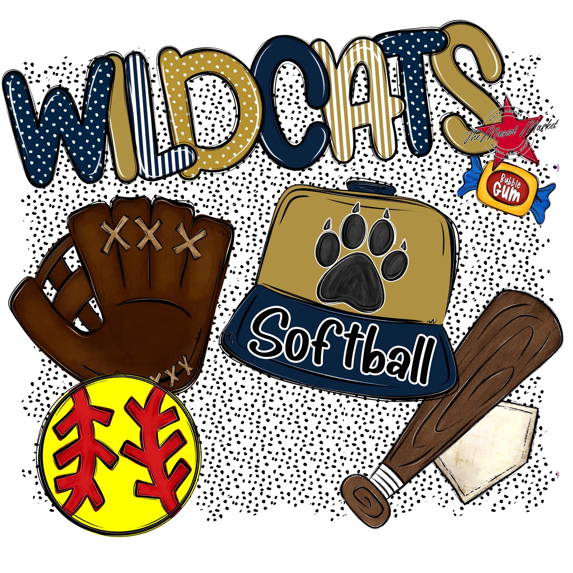 Wildcats Softball Spirit-Navy & Gold
