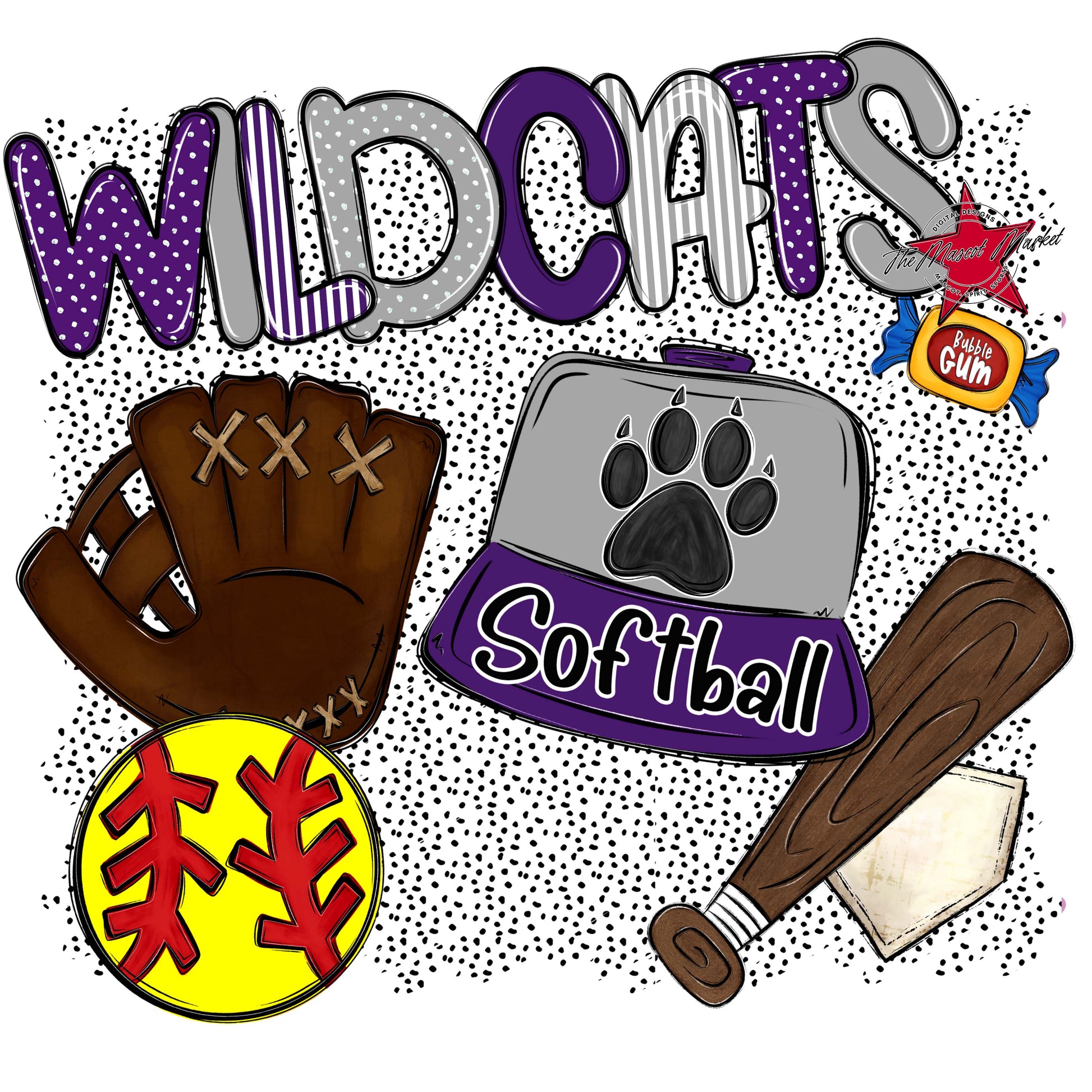 Wildcats Softball Spirit-Purple & Grey