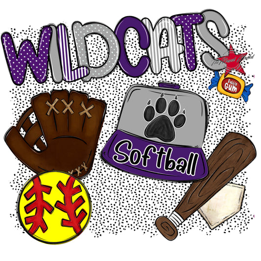 Wildcats Softball Spirit-Purple & Grey