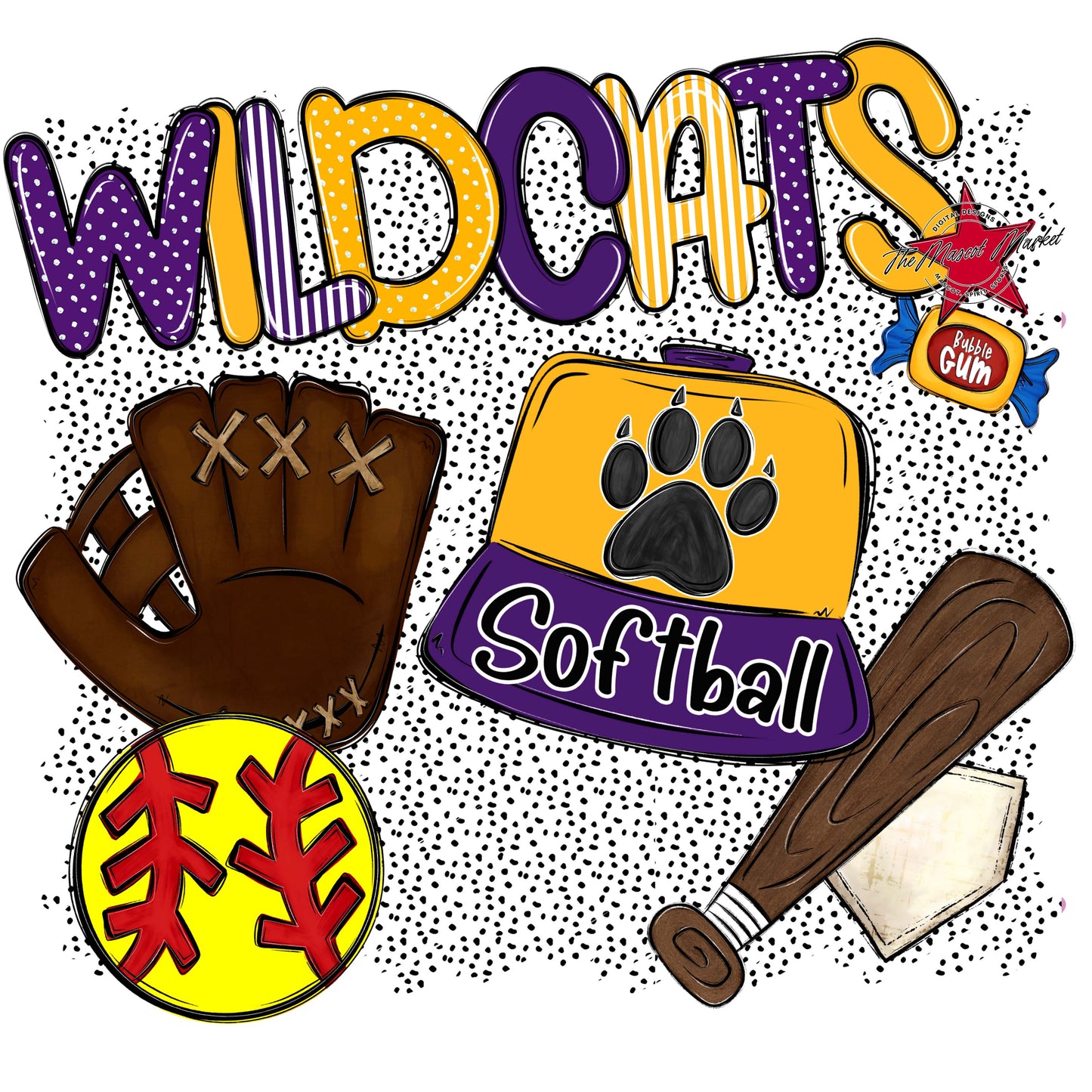 Wildcats Softball Spirit-Purple & Yellow
