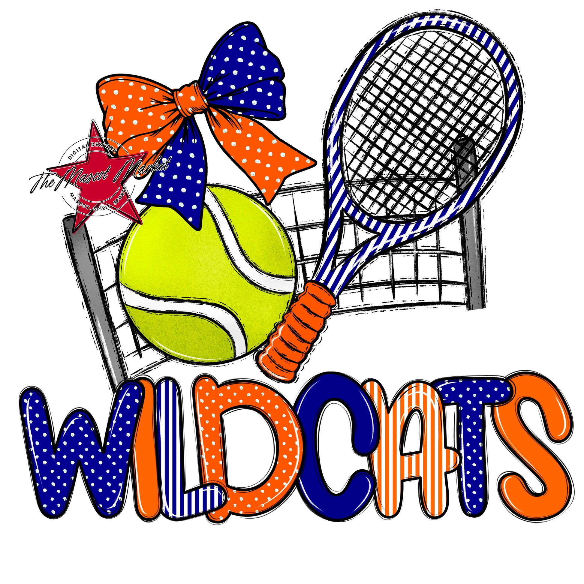 Wildcats Tennis Spirit Design-Blue & Orange