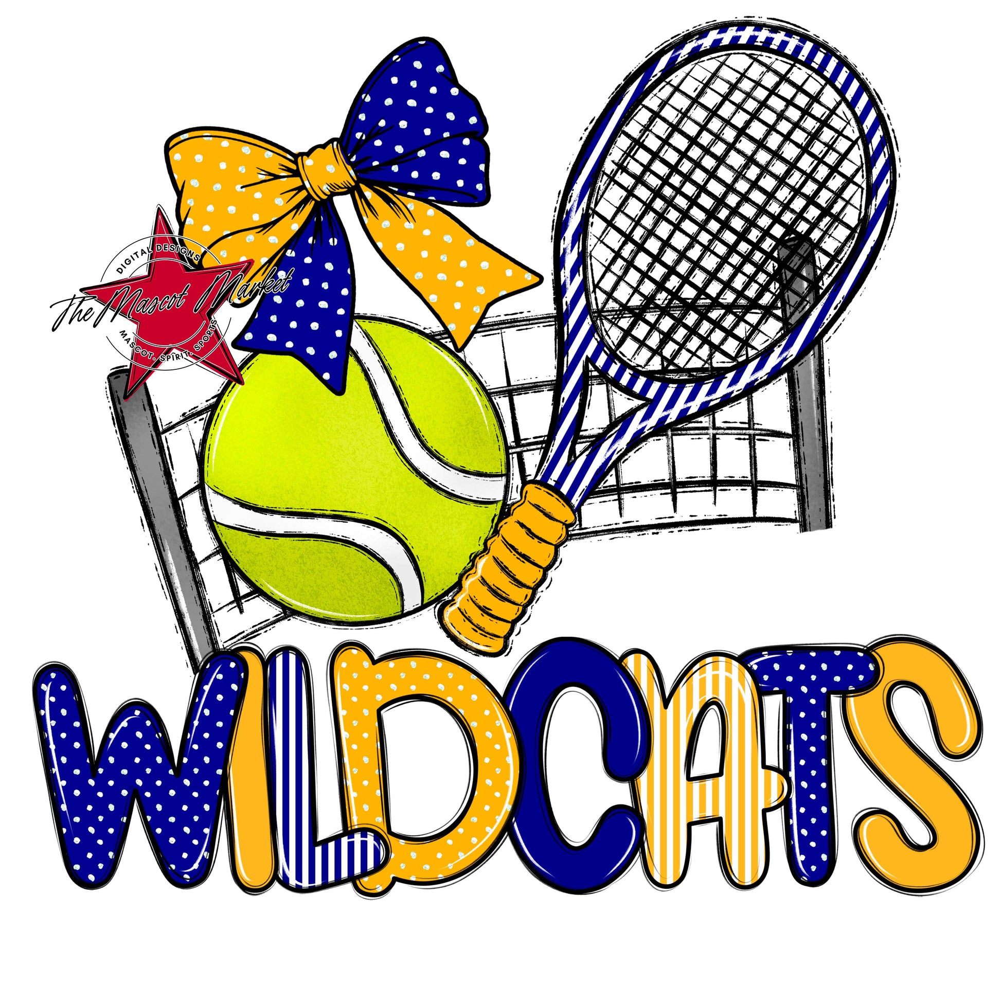 Wildcats Tennis Spirit Design-Blue & Yellow