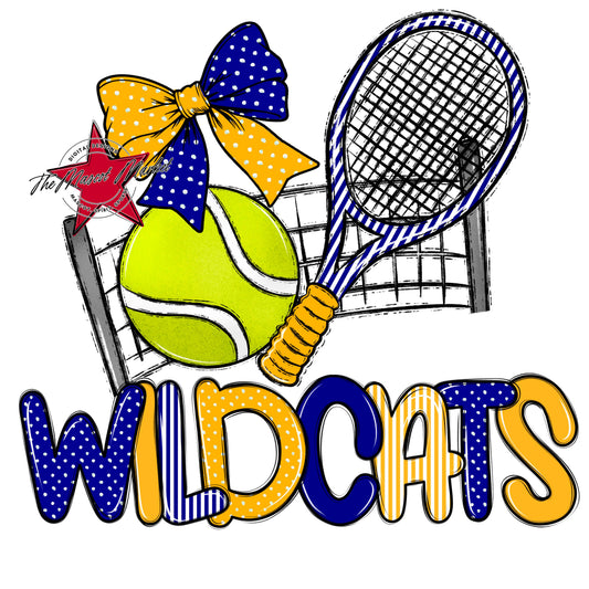 Wildcats Tennis Spirit Design-Blue & Yellow