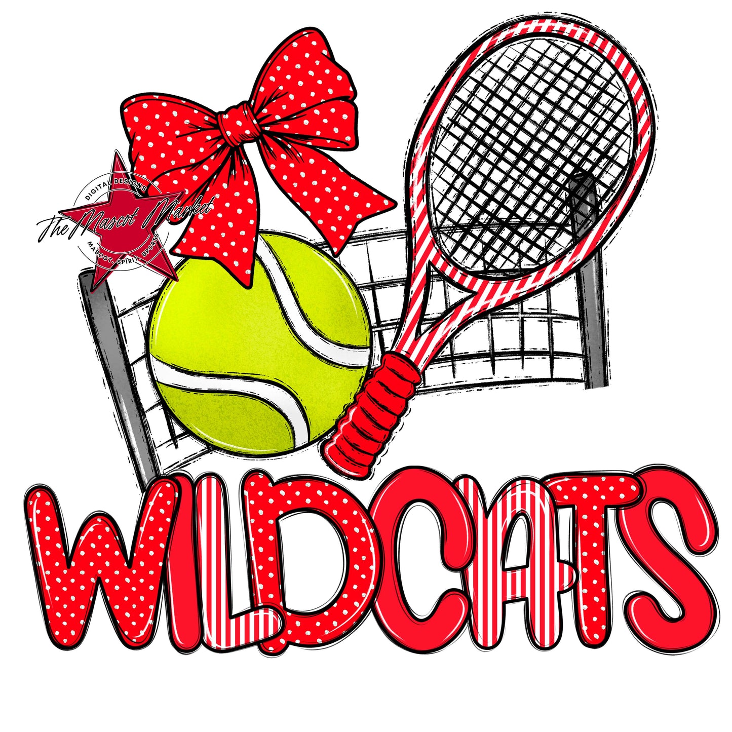 Wildcats Tennis Spirit Design-Bright Red