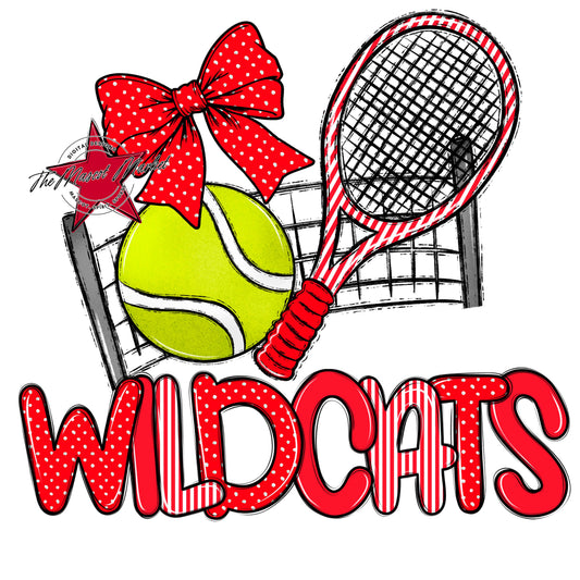 Wildcats Tennis Spirit Design-Bright Red