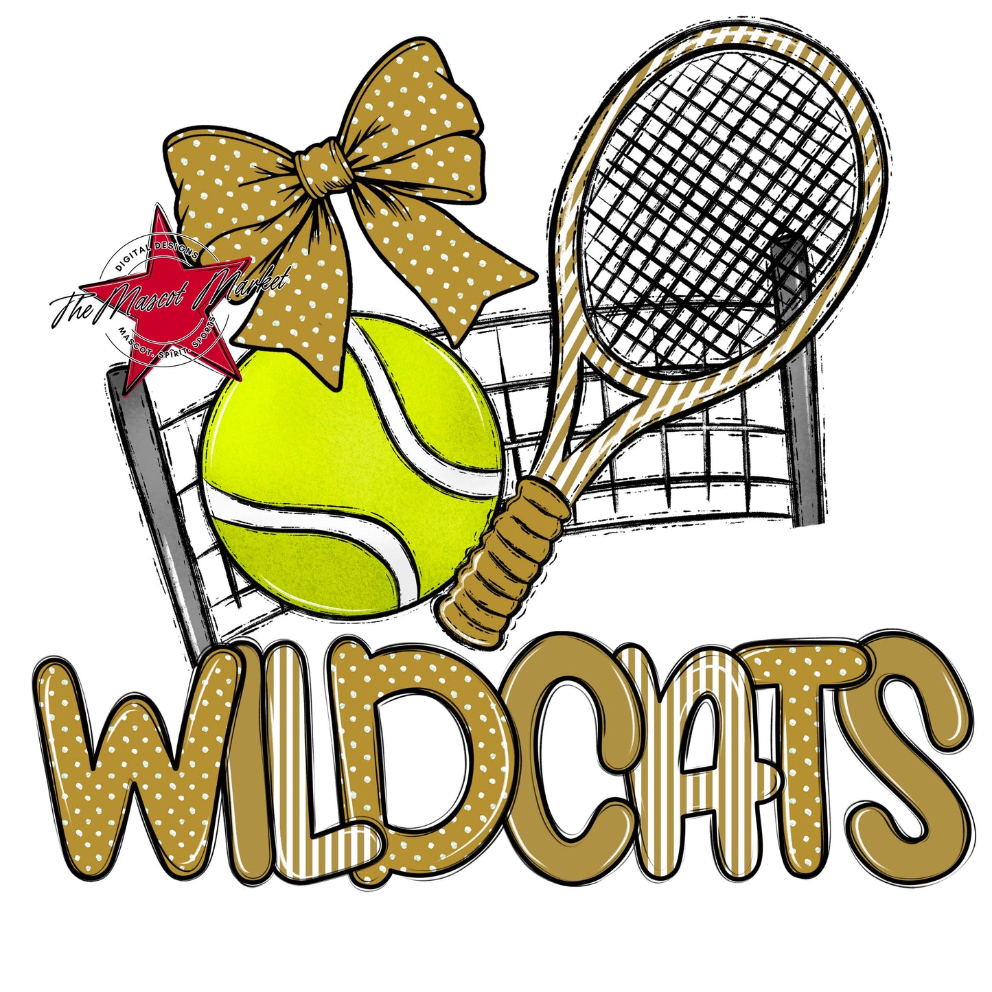 Wildcats Tennis Spirit Design-Gold