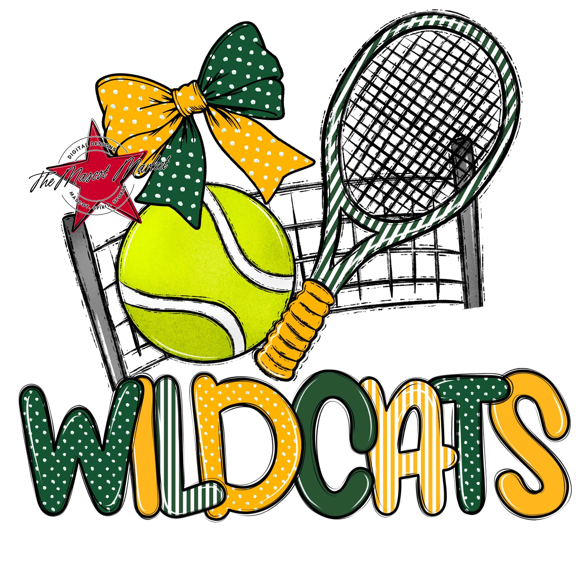 Wildcats Tennis Spirit Design-Green & Yellow