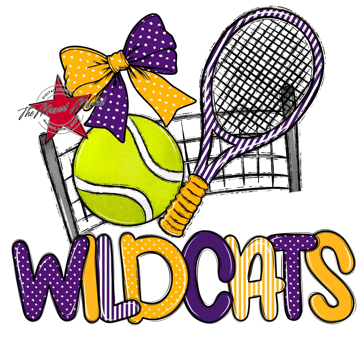 Wildcats Tennis Spirit Design-Purple & Yellow