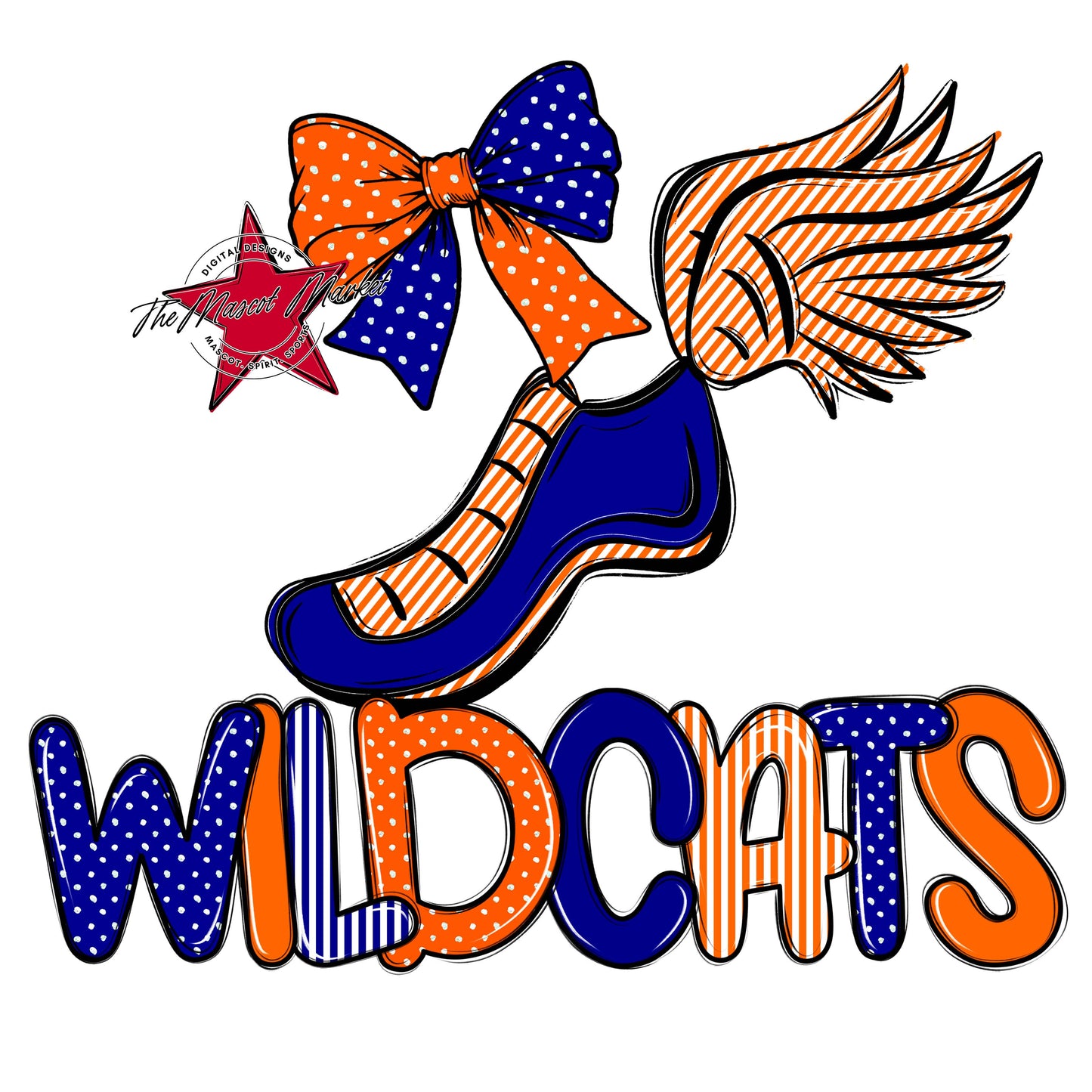 Wildcats Track Spirit Design-Blue & Orange